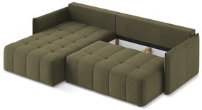 Khaki rozkladacia/s úložným priestorom rohová pohovka (ľavý roh/s leňoškou) Moku – Makamii