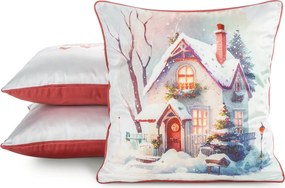 VIANOČNÁ DEKORAČNÁ OBLIEČKA NA VANKÚŠ COZY5 45X45 CM VZOROVANÁ