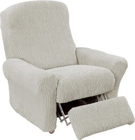 Super strečové poťahy GLAMOUR smotanová dvojkreslo s drevenými rúčkami (š. 140 - 170 cm)