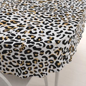 Biante Bavlnený oválny obrus Sandra SA-409 Leopardí vzor na bielom 140x220 cm