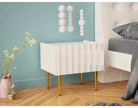 Nočný stolík ARCOS 46x50 cm biela/zlatá