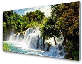 Skleneny obraz Vodopád príroda les 100x50 cm