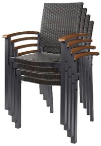 Livarno home Hliníkový rozkladací záhradný stôl Valencia, hnedý + Záhradná stolička Valencia, 6 kusov  (800008282)