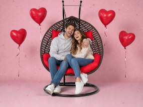 Závesné hojdacie dvojkreslo VALENCIA - čierno červené