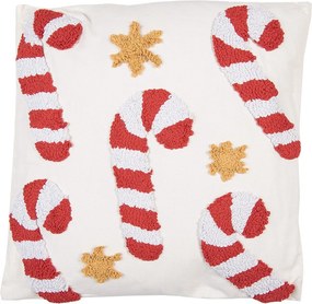 Biely dekoračný vianočný vankúš cukrovej palice Candy Cane – 45*45*4 cm