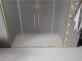 Mexen Velar Duo, posuvné sprchové dvere do otvoru 180 cm, 8mm sklo námraza, zlatá matná, 871-180-000-32-55