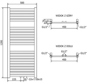 Mexen Hades, vykurovacie teleso 1200 x 500 mm, 444 W, zlatá, W104-1200-500-00-50