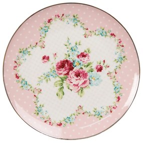 Ružový porcelánový dezetný tanierik Laverne - Ø 20*2 cm