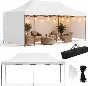 SPRINGOS Nožnicový záhradný stan 3×6 m – biely, obchodný pavilón na podujatia GP0006