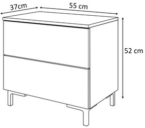 NOČNÝ STOLÍK MARION KAŠMÍR ÚCHYTKY NOŽIČKY PVC ČIERNE