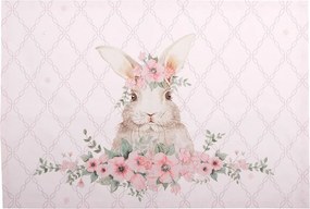6ks ružové bavlnené prestieranie s zajačikom Floral Easter Bunny - 48*33 cm