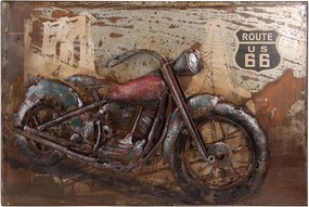 Kovový nástenný obraz s motorkou Route 66 - 60*4*40 cm