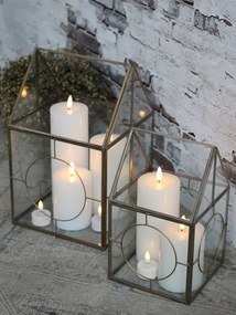 Biela široká a vysoká sviečka na batérie Candle ľad - Ø 7,5 *20cm /2xAA