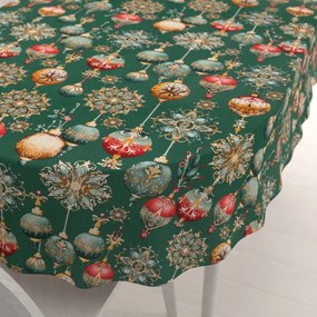 Biante Bavlnený oválny obrus Sandra SA-529 Vianočné banky na zelenom 140x220 cm
