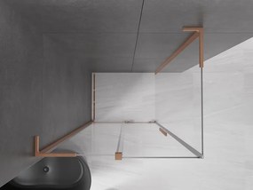 Mexen Velar L, sprchový kút s posuvnými dverami 120 x 85 cm, 8mm číre sklo, medená matná, 871-120-085-03-65