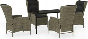 vidaXL 5-dielna sada záhradného nábytku, hnedá
