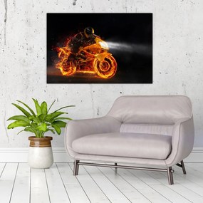 Obraz - Motorkár s plameňmi (90x60 cm)