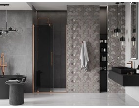 Mexen Velar, posuvné sprchové dvere do otvoru 100 cm, 8mm šedé sklo, medená matná, 871-100-000-41-65