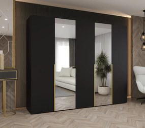Šatníková skriňa 250 cm Alice 2 (čierna + zlatá). Akcia -20%. Vlastná spoľahlivá doprava až k Vám domov. 1126186