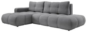 Rozkladacia rohová čalúnená sedacia súprava s úložným priestorom v tvare L ALMADA ľavá sivá