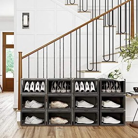 Boxy na topánky, 6 ks, stohovateľné, priehľadné, 22 x 36 x 28 cm