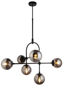 Endon 106661 - Luster na tyči ONTARIO 6xE14/7W/230V čierna/dymová čierna