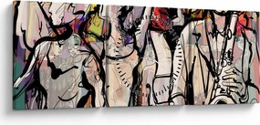 Obraz - Jazzová noc (s hodinami) (90x30 cm)
