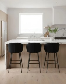 Barová stolička Ganta Black, čierny zamat, glamour štýl