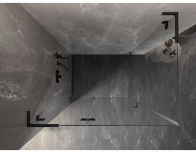 Mexen Lunar, L sklápací sprchový kút ľavý 90 x 80 cm, 8mm číre sklo, čierny profil, 834L-090-080-70-00-L