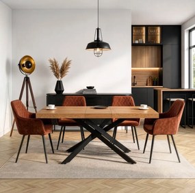 HAMPTON Rozkladací stôl 160-240 cm Zlatý dub/Čierna