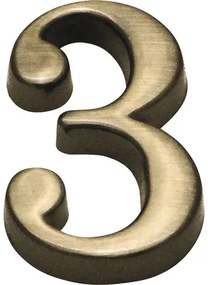 Domové číslo "3" bronz česaný 10 cm