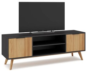 Čierny/prírodný TV stolík z borovicového dreva 140x53 cm Lavis – Marckeric