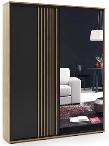 Skriňa Milo 200 s lamelami čierna+craft zlatá