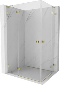 Mexen Lunar, L Duo sklápací sprchový kút 120 x 70 cm, 8mm číre sklo, zlatý profil, 834L-120L-070P-50-00