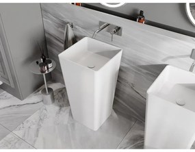 Mexen Adora, voľnestojace umývadlo z konglomerátu 45x45x82 cm, biela matná, 26564500