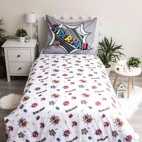 Šedé detské bavlnené obliečky Jerry Fabrics Spiderman, 140 x 200 cm