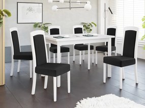 Rozkladací jedálenský stôl so 6 stoličkami - AL26, Morenie: biela - L, Poťahové látky: Kronos 7