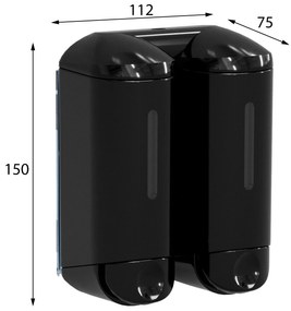 MARPLAST MARPLAST, SHOWER SMALL dvojitý dávkovač tekutého mydla, 2x170ml, čierna, A94603
