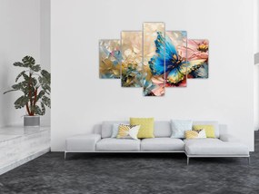 Obraz - Maľba kvetov a motýľov (150x105 cm)