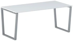 Kancelársky stôl PRIMO IMPRESS, 180x90 cm, sivostrieborná podnož, biela