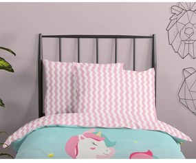 Ružové/tyrkysové bavlnené detské obliečky na jednolôžko 140x200 cm Sweety – Good Morning