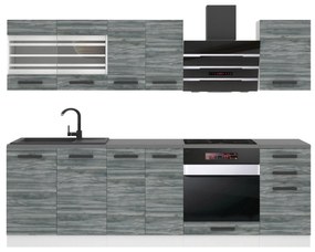 Kuchynská linka Belini Premium Full Version 240 cm šedý antracit Glamour Wood s pracovnou doskou  MARGARET