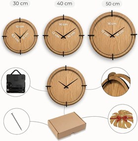 3D Nástenné hodiny Zlatý dub, tiché, moderné | SENTOP HDF0601-OAK