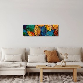 Obraz - Mozaika z listov (s hodinami) (90x30 cm)