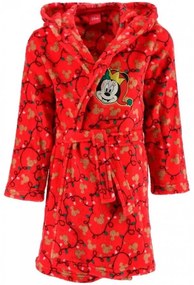 Dievčenský vianočný coral fleece župan s kapucňou Minnie Mouse, EU 116 Červená