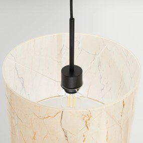 Závesné svietidlo Nevia, 1x textilné tienidlo so vzorom, b