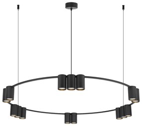 Závesné svietidlo Genesis, 15x čierne kovové tienidlo, o
