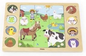 Viga Drevené puzzle zvieratká 9 dielov