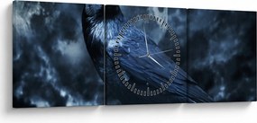 Obraz - Havran (s hodinami) (90x30 cm)