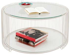 Wire Double konferenčný stolík Ø80 cm krémový